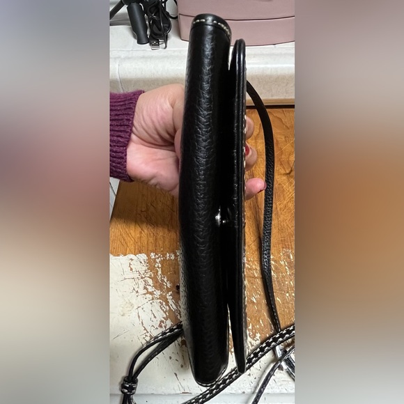 Brighton Black Leather Swirl Stitch Crossbody Bag Vintage - Picture 8 of 17